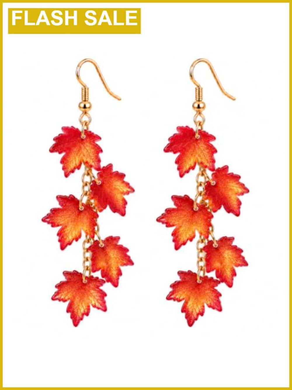 Maple Leaf Dangle Earrings Zinc Acrylic French Wire Fall Thanksgiving